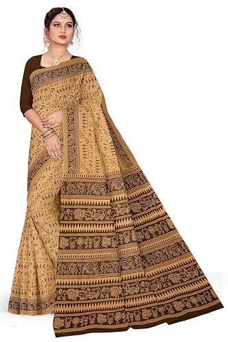 Image of TAMAIRA FASHION Mulmul Pure Cotton Saree For Woman Warli Printed|Office Wear Daily Wear Sarees For Women Without Blouse Piece(Available in 19 Colours)
