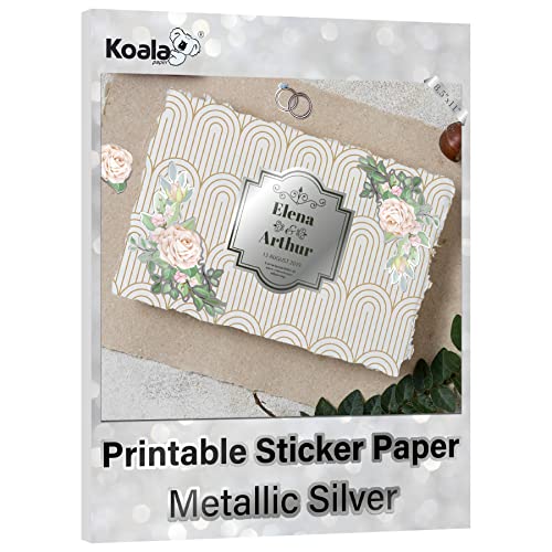 Koala Silver Printable Sticker Paper For Inkjet And Laser Printers - 20 Sheets 8.5X11 In Silver Glossy Sticker Paper For Diy Wedding, Birthday Party, Gift Decors #TOP17