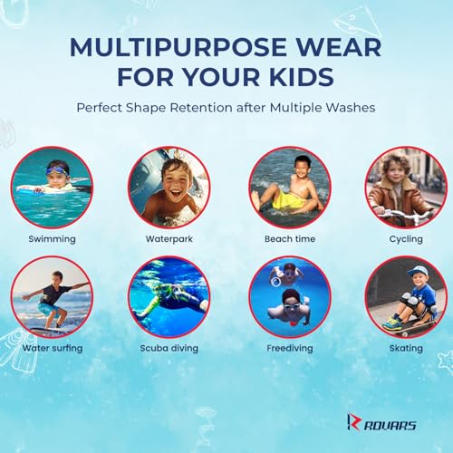 Image of ROVARS Unisex Swim & Skating Wear (Navy Blue Red - 8-9Yrs)