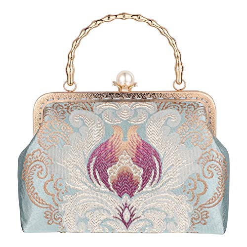 Pochette en satin cheongsam fait main en brocart doré chic pour femme