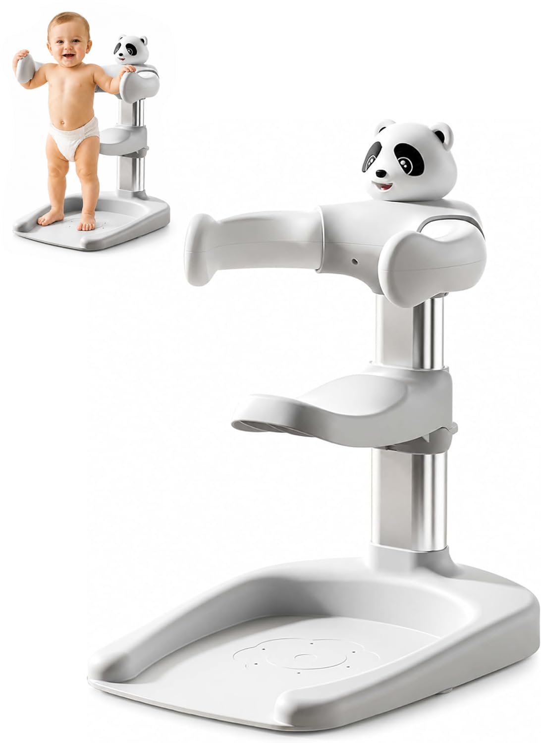 Badewannenhalterung Babys,6‑fach höhenverstellbar,Sicherheitsbügel | Verstellbarer Sicherheitsbügel, süßes Panda‑Design, passend für Kinder 6‑36 Monate, einsetzbar in Badewanne und Dusche