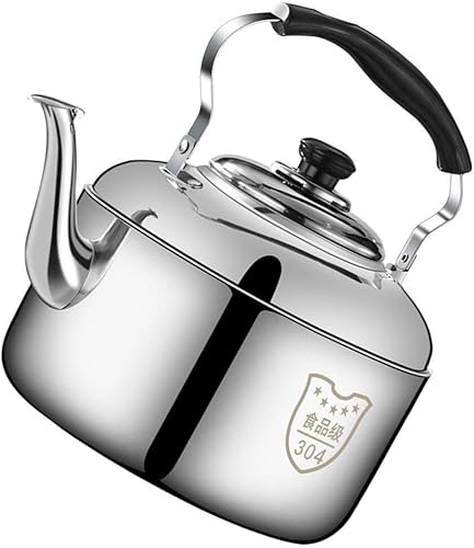 Miniatura 10 de Luxshiny Hervidor de té de 6 litros para acampar, hervidor de agua silbante de acero inoxidable, tetera con mango fresco, hervidor de café, olla de