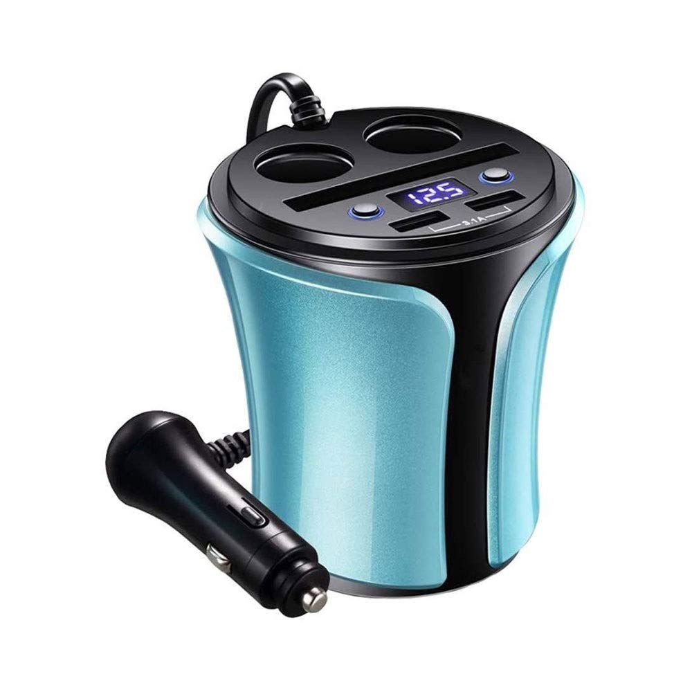 Cargador de automóviles, Cigarrillos de 2 zócalos Splitter Dual Dual USB Puertos con voltímetro LED GPS Compatible/Dash CAM/Teléfono