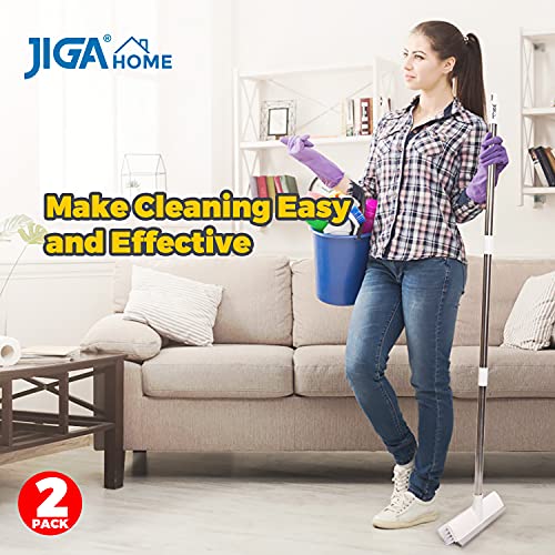 image for JIGA 2 Pack Floor Scrub Brush with Long Handle, 2 in 1 Scrape Brush St