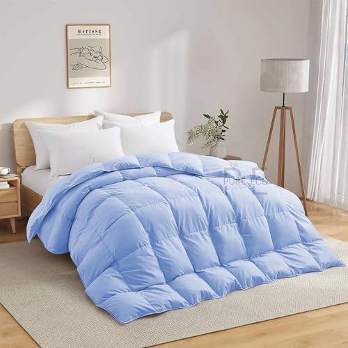 Image of PURE ECO 600 GSM Down Alternative Comforter for Single Size (60 inchX90 inch) - 600 GSM Heavy Winter Comforter /Rajai /Duvet /Blanket Microfiber Super Soft Fluffy for Winter Single Size - Sky Blue Color