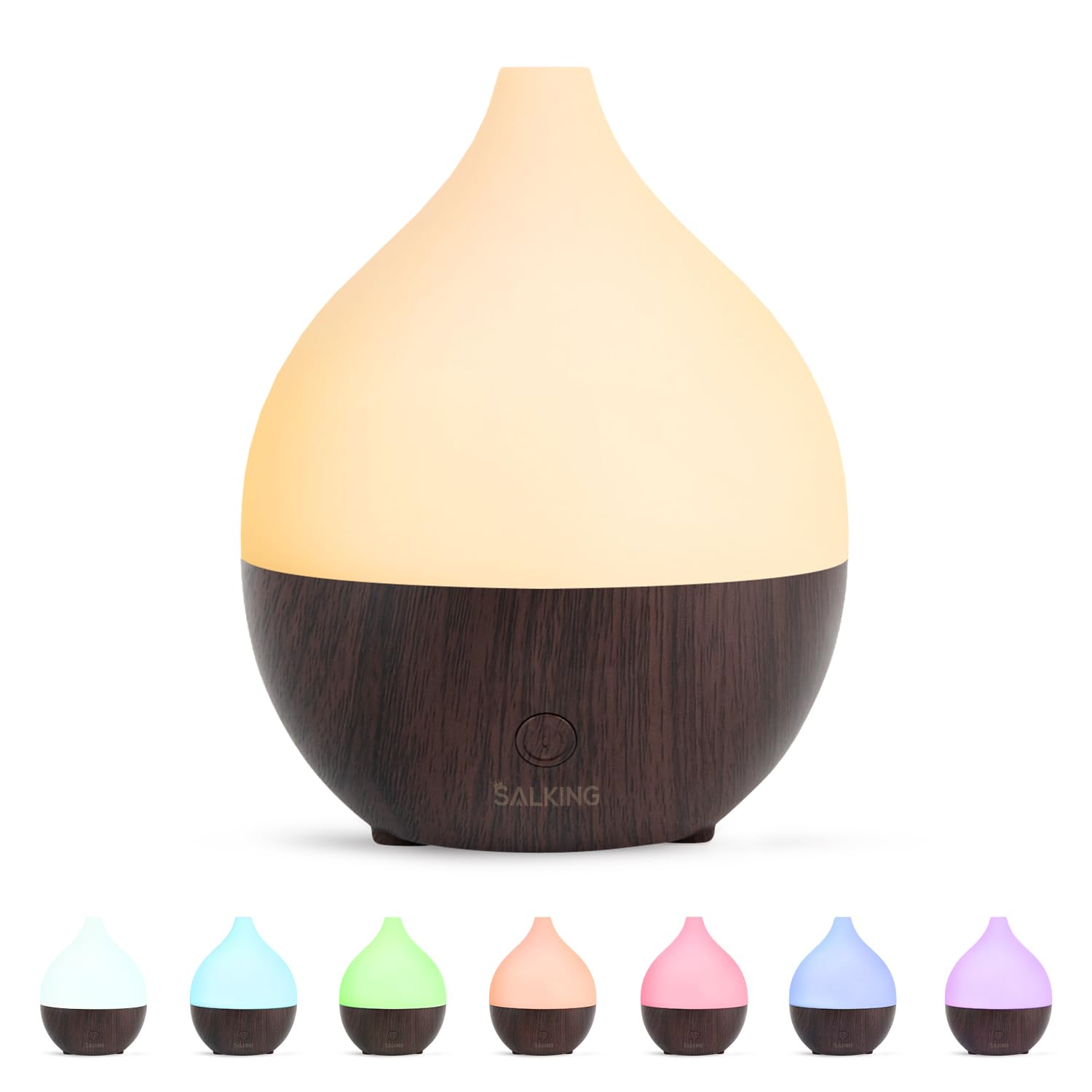 SALKING Essential Oil Diffuser, 100ml Small Aromatherapy Diffuser, Ultrasonic Diffusers with Auto Shut-Off Function, Cool Mist Humidifier with Warm White Lights, for Office Home (Dark)