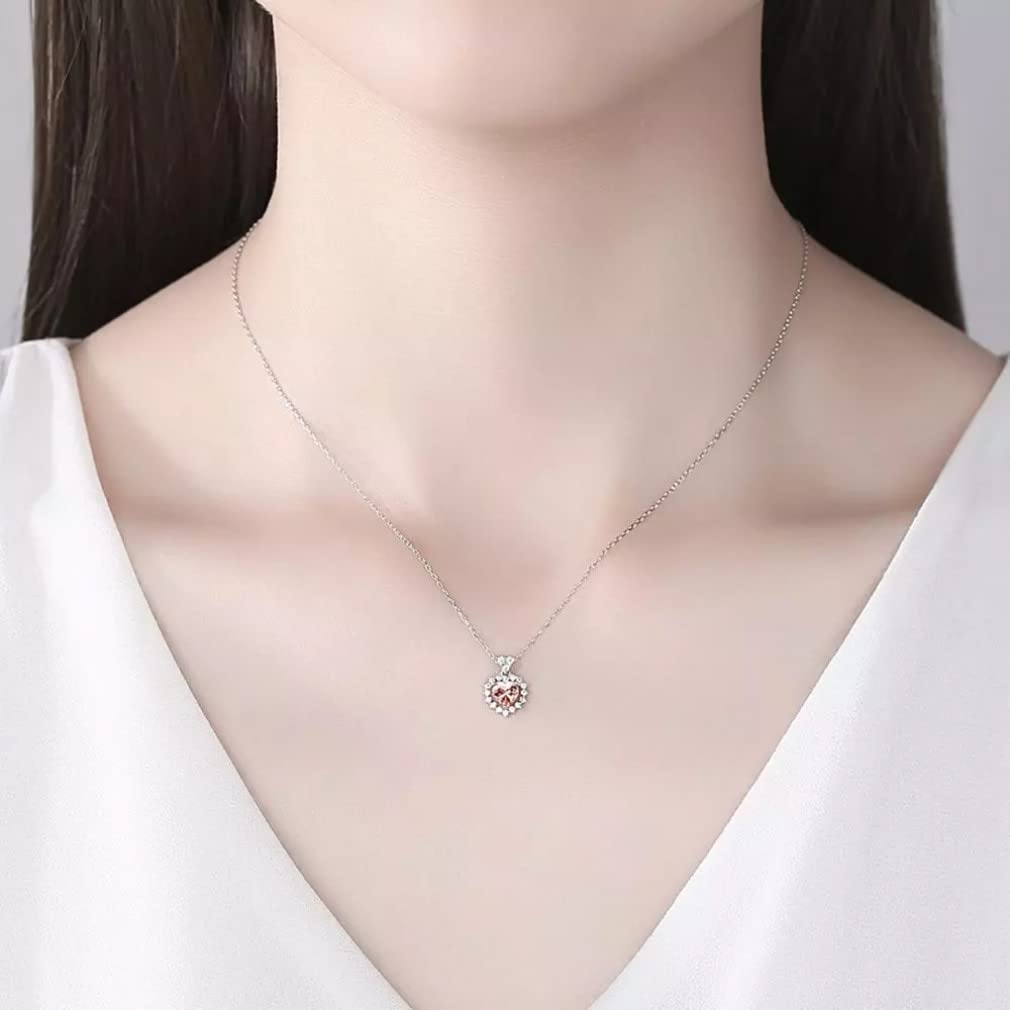Gelbes Herz Edelstein Lange Gliederkette Anhänger Halskette für Frauen Topas Schmuck S925 Sterling Silber Halsketten