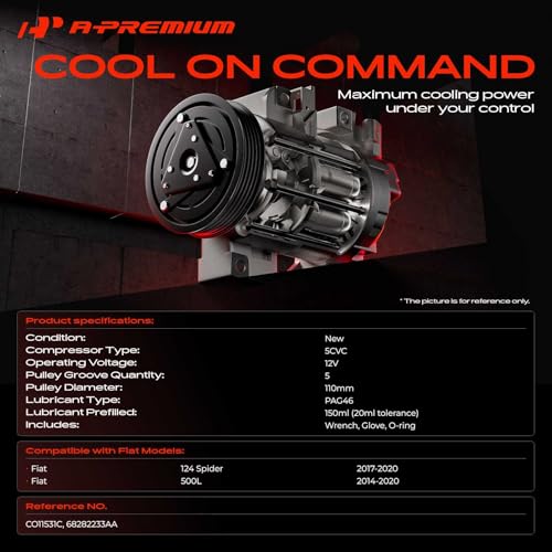 A-Premium Air Conditioner AC Compressor with Clutch Compatible with Fiat 500L 2014-2020, 124 Spider 2017-2020 by A-premium - Image 2