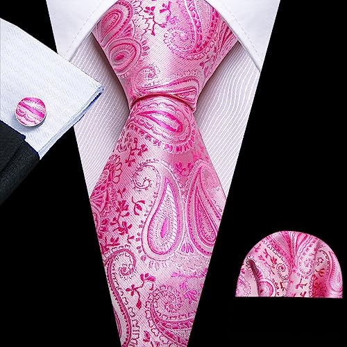 Image of Barry.Wang Paisley Tie Fashion Set Hanky Cufflinks Neckties for Men Woven Silk