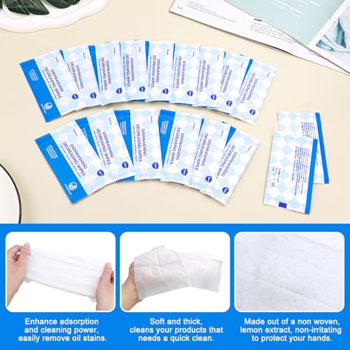 Image of 200 Pcs Dish Wipes, Individually Wrapped, Lemon Scent, Non Woven Fabric, Quick Clean, Kitchen, Outdoor, Travel, Camping