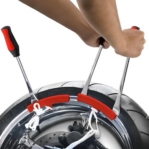 Image of Zpana 15 inch Tire Spoons Kit, Steel Motorcycle Tyre Changing Lever Tool Set with 3 Rim Protectors 12 Valve Caps 10 Cores 1 Wrench & Bag, Universal for for Dirt Bike Lawn Mower Bicycle