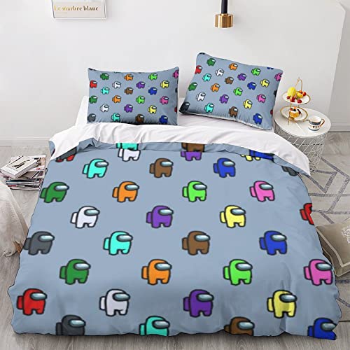 Among Us Juego De Ropa De Cama, 3D Impresión Microfibra Astronauts Fundas De Edredón Incluye Funda Nórdica Y Funda De Almohada para Familiar Y Niños King(220x240cm)