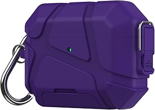 PRODELI For AirPods Pro3 専用 ケース AirPods Pro 第3世代 カバー ロック機能 MagSafe対応 高級 シリコンカバー キズ防止 耐衝撃 カラビナ付き 紛失防止 装着充電可能 airpods pro 3 用 保護カバー (パープル)