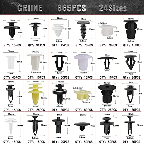 920 Pcs Car Retainer Clips Door Panel Trim Clips Kit 24 Most Popular Sizes Automotive Push Pin Rivets Set Bumper Trim Body Clips Assortment For Toyota Gm Ford Honda Chevy Acura Chrysler Mazda And More #TOP1