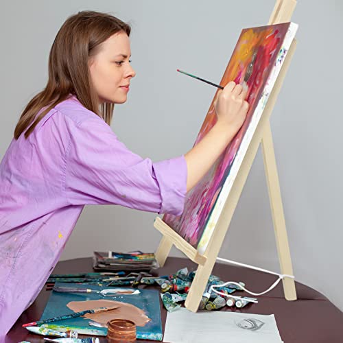 Ctosree 12 Pcs 16 Inch Table Top Easel for Painting Wooden Tabletop Easel Display for Canvas Photo Picture Sign Holder Tripod Art Christmas Gifts for School Painting - Thumbnail 6