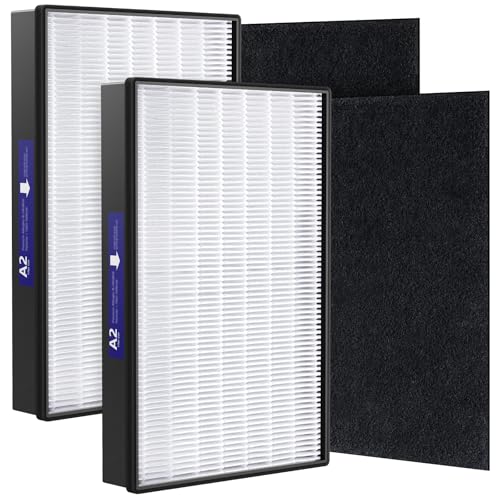 2+2 Pack A2 Replacement Filter Compatible with 3M Filtrete Room Air Purifier FAP-C02-A2 FAP-C03-A2 FAP-T03-A2 FAP-SC02L Includes 2 HEPA Filters + 2 Activated Carbon PreFilters Part #1150101