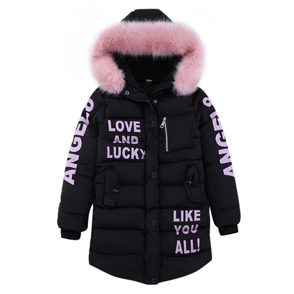 Abrigo de Plumas Niñas Parka Chaqueta Capucha Largo Abrigo Piel Sintética Caliente Invierno