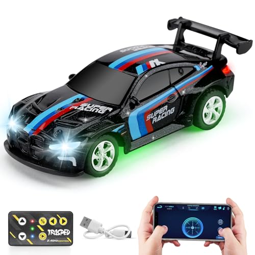 SASBSC Mini RC Toy Cars for Boys Kids Adults, 2.4GHz APP Remote Control Car with Lights and 3 Speed Modes, 1/64 Race Toy Car Rechargeable for Boys Ages 5-7 8-12,Birthday Gifts for Kids