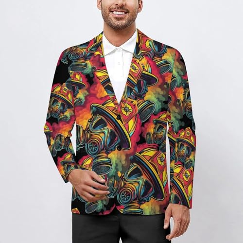 Firemans Firefighter Men's Slim Suit Long-Sleeve Prom Tuxedo Classic Two Button Business Jacket2