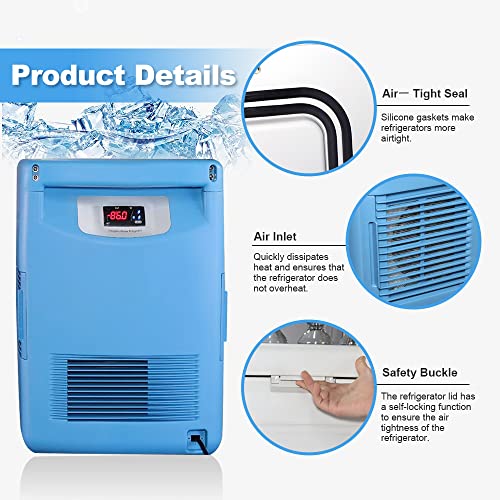 Image of Lab Cryogenic Freezer, -86℃(-122.8℉) 20L Ultra Low Temperature Freezer, Portable Medical Refrigerator, Countertop Lab Refrigerators for Scientific Research (Blue, 110V)