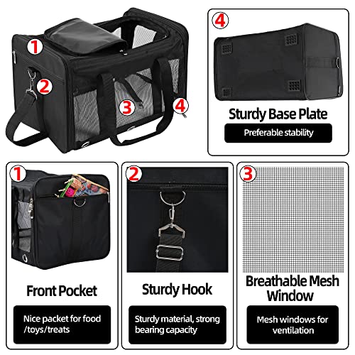 Dycietx Soft Sided Foldable Cat/Dog/Pet/Puppy Carrier Bag, Portable Pets Travel Carriers For Cats/Dogs With Shoulder Strap & Removable Mat, Durable Cat Basket of 17 lbs Airline Approved(Black, M) - Image 5