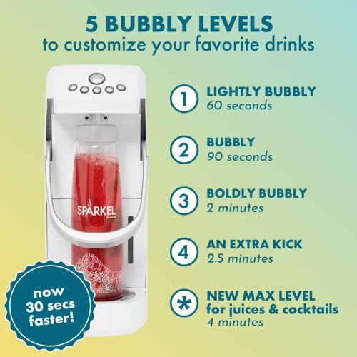 Spärkel Beverage System | Black Sparkling Water Maker | No CO2 Tank Needed | Carbonated Water Machine that Uses Fresh, Natural Ingredients | Soda Maker | 5 Unique Carbonation Levels
