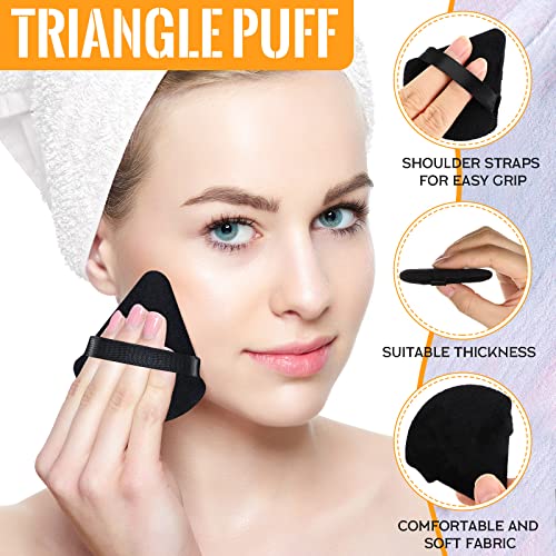 100 Pcs Powder Puff Face Soft Makeup Puff Triangle Powder Puffs For Loose Powder Mineral Powder Body Powder Velour Cosmetic Foundation Wet Dry Sponge Makeup Tools (Black) #TOP2