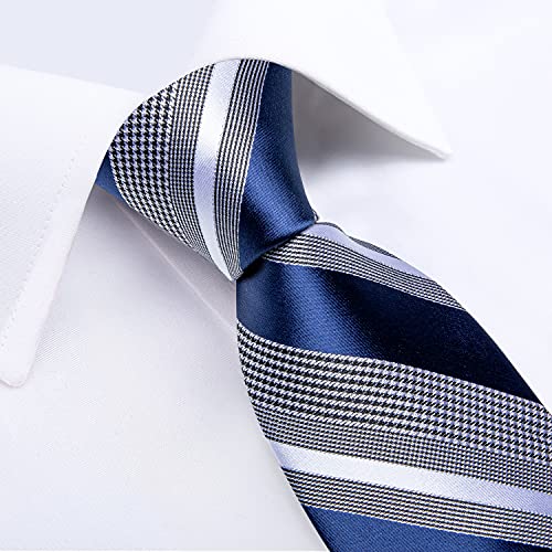 Image of DiBanGu Extra Long Tie for Men 63 inch XL Silk Necktie Set | Pocket Square and Cufflinks, Big and Tall, Jacquard Woven, Gift Box, Paisley /Plaid /Solid /Striped, for Weddinng Party Business