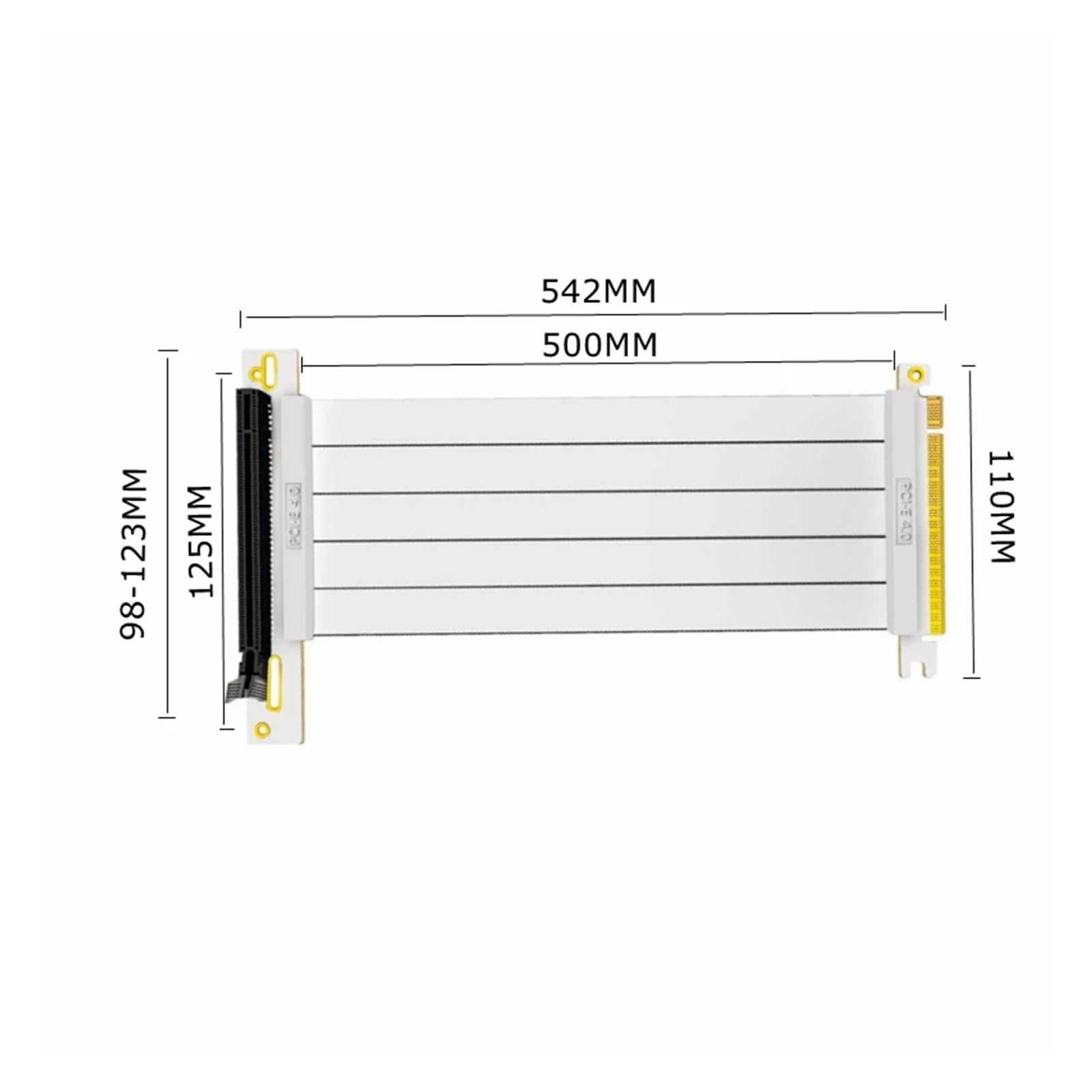 Biały kabel PCIe 4.0 Riser Pionowy zestaw kart graficznych do montażu pionowego PCI Express X16 GEN4 karta przedłużająca do GTX RTX Series GPU (50 cm)