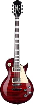 Solid Body Electric Guitar LP Style, Mahogany Body with Maple Neck & Rosewood Fretboard, Stainless Steel Frets, Humbucker Pickup, 3-Way Switch, Electric Guitar with Gig Bag (Red)