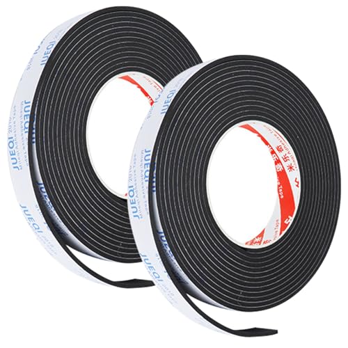2 Pack Sealing Foam Tape,16.4ft 10mm Wide 1mm Thick Single Sided Weather Stripping Door Seal Strip for Window Door Insulation（Black）