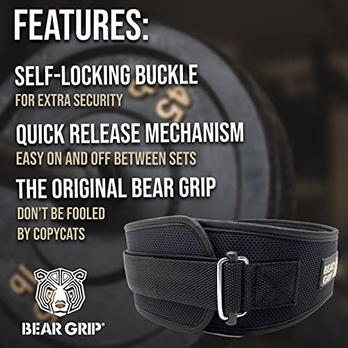 BEAR GRIP BLACK Weight Lifting Neoprene Curved Gym Belt Back Lumbar Support Fitness Exercise Bodybuilding - Image 3