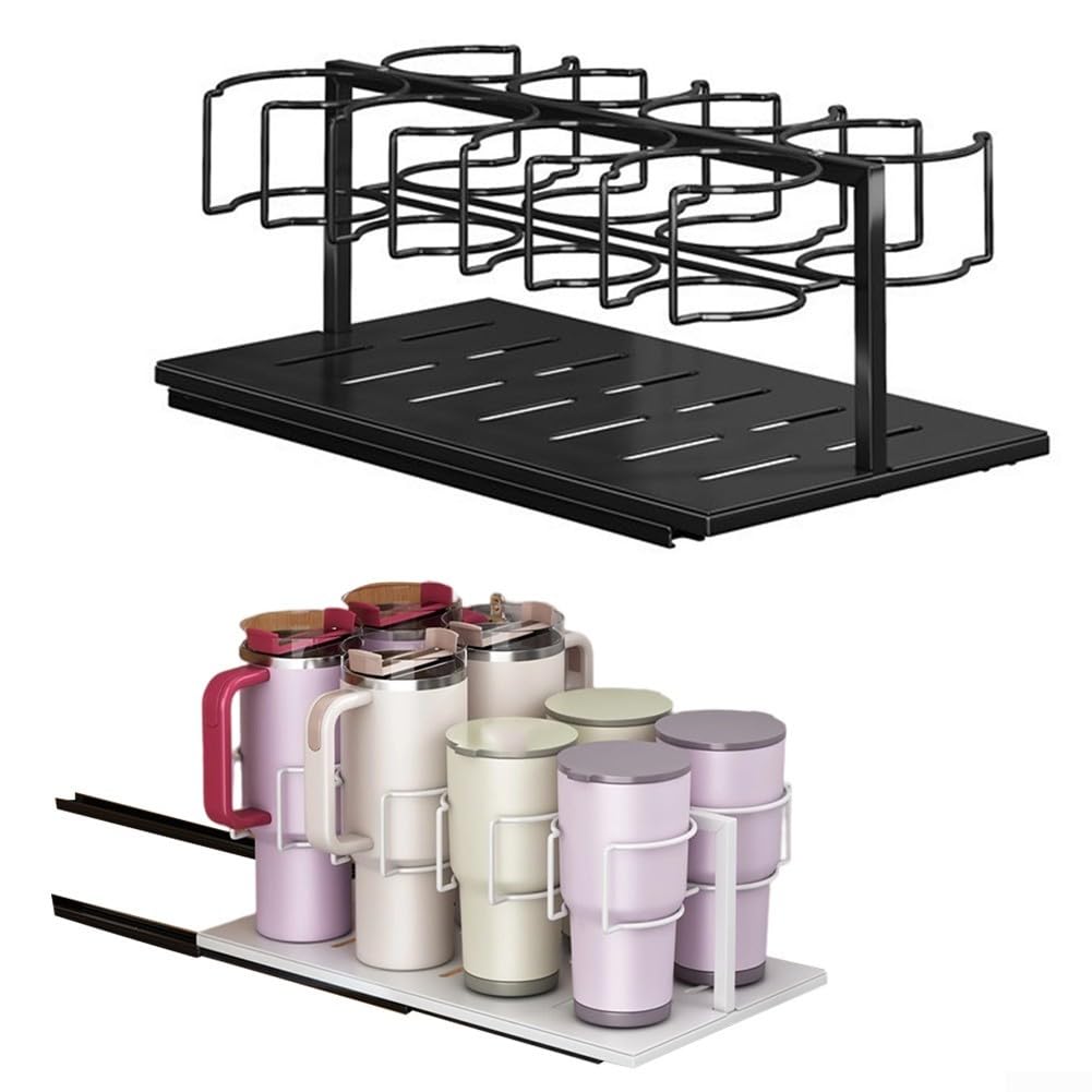 Soporte para botellas de agua para refrigerador y gabinete, organizador de tazas extraíble para 30 botellas de 1.134 g, estante de almacenamiento de cocina de acero al carbono a prueba de óxido con
