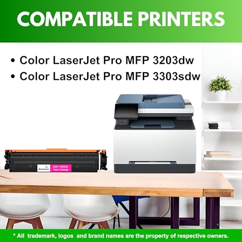 Image of 222A Compatible Toner Cartridges (with New Chip) for HP W2223A Replacement for HP Color LaserJet Pro MFP 3303sdw 3203dw Printer (222A Toner Magenta (W2223A)