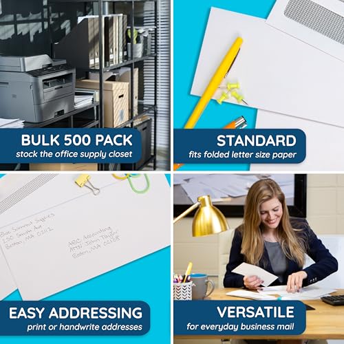 Image of Blue Summit Supplies 500 Number 10 Envelopes Self Seal - Number 10 Business Envelopes Letter Size - Security Tint - Flip and Seal Flap - 4 1 /8 x 9 1 /2-500 Count