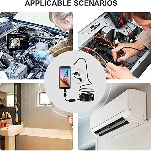 Munginleer Lighting Inspektionskamera, Endoskopkamera, 3-in-1 Boreskop, Micro-USB/Typ-C, Inspektionskamera mit Beleuchtung, Kompatibel mit Android-Handys/Laptops/Windows usw. (5 m lang)