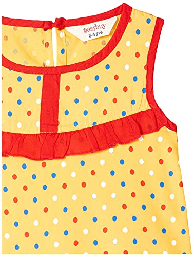 Image of Easybuy Girl's Cotton A-Line Knee-Length Casual Dress (AU21HG05GX Yellow 6Y)