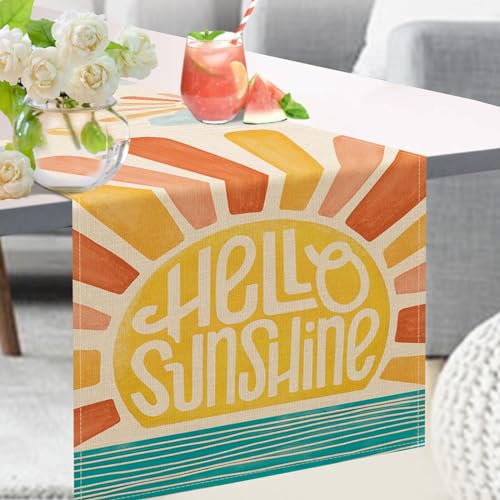Chemin de table en toile de jute résistant lavable pour décoration de buffet extérieur