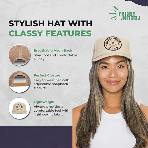 Image of Friday Feelin' Trucker Hat Women Baseball Cap Western Adjustable American Trucker Hats Fitted Mom Cap All Occasion- One Size