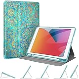 Fintie Case with Pencil Holder for iPad 9th / 8th / 7th Generation (2021/2020/2019) 10.2 Inch - [Corner Protection] Multi-Angle Viewing Rugged Soft TPU Back Cover, Auto Sleep/Wake, Shades of Blue