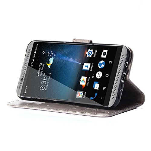 Custodia ZTE Axon 7 Grigio, Leathlux Retro Fiore