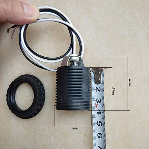 Kamas E27 full threaded Lamp holder base Adapter Base Socket Lamp Holder With Wire and M10 bracket lighting accessories - (Color: E27 with 40cm wire, Base Type: 10 pieces)