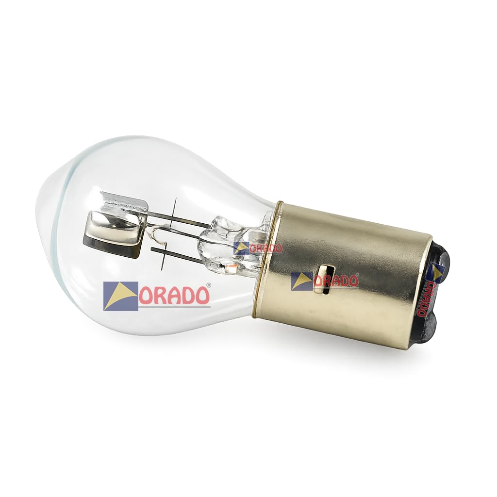 ORADO Headlight Bulb | Headlamp Bulb | SET OF 2 FOR 12 VOLT-35/35 WATT |BASE SHELL DIA MM- BA20D| LML VESPA/XE/NV/BAJAJ CHETAK ELEC./KB-4S/PULSAR/CALIBER CROMA |(Original equipment manufacturer)-image-1