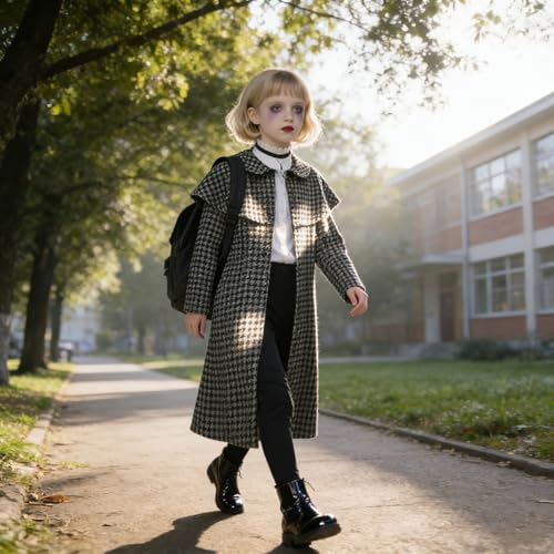 Abrigo largo negro para niñas estilo gótico miniatura 6