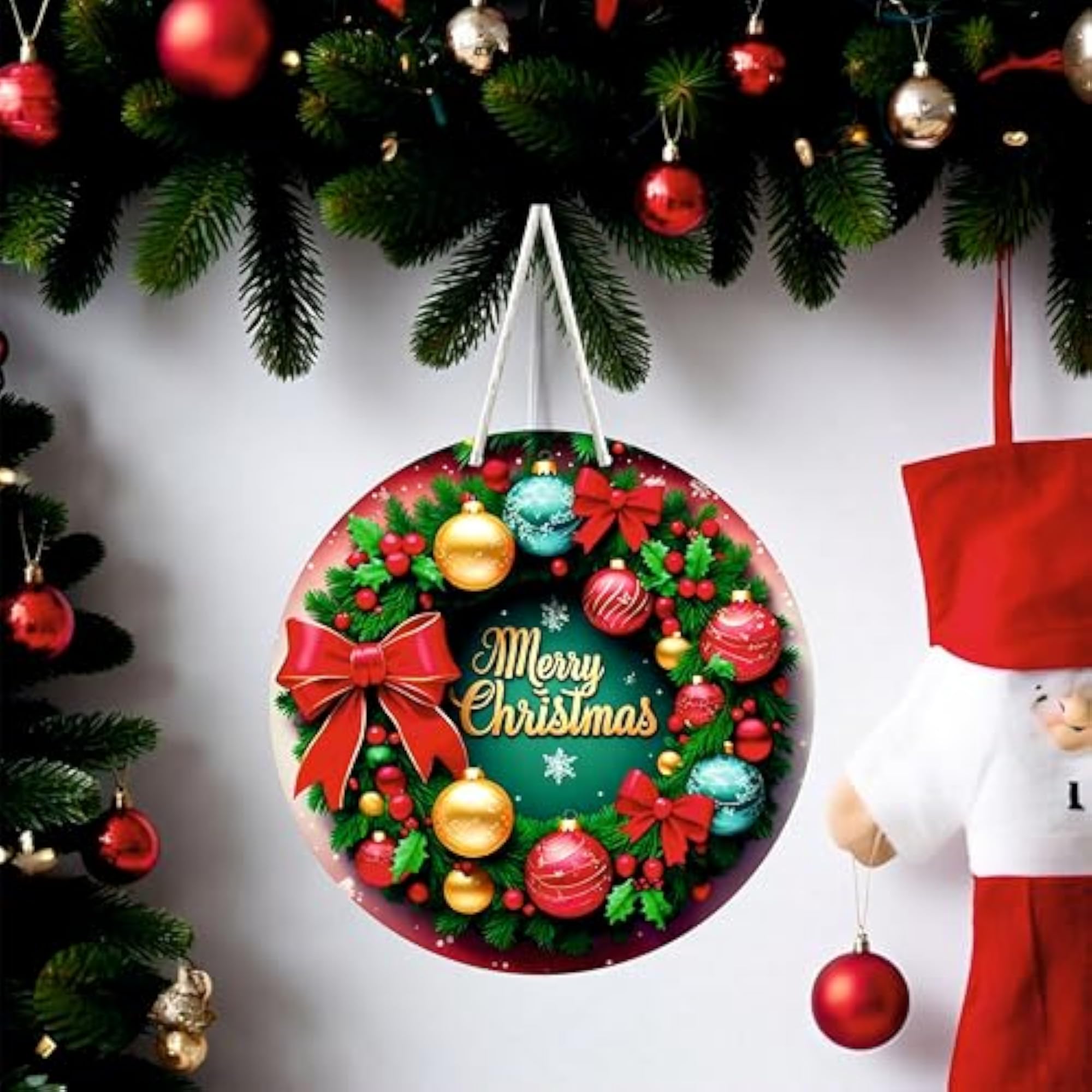 Merry Christmas Printed Wall Hanging, Festive Decor