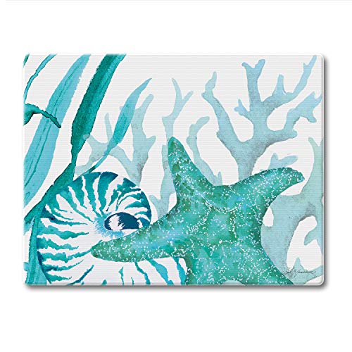 Tabla de Cortar de Vidrio Templado CounterArt Coral Life de 3 mm, 10" x 8", para Quesos, Charcutería y Bar miniatura 1