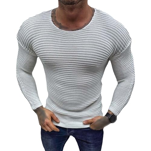 Men's Basic Solid Knitted Pullover Slim Fit Crew Neck Knit Sweater Fall Casual Long Sleeve Male Knits Sweaters