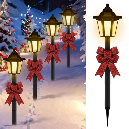 VIHOSE 4 Pcs 21.3 Inch Christmas Solar Pathway Lights Outdoor