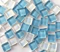Mosaic Tiles 225 Pieces / 200 g Pack of Crystal Glass Mosaic Mosaic Tile Supplies for Home Decoration, DIY Crafts, Plates, Picture Frames, Flowerpots – 1x1 cm Square Tiles (Light Blue White)