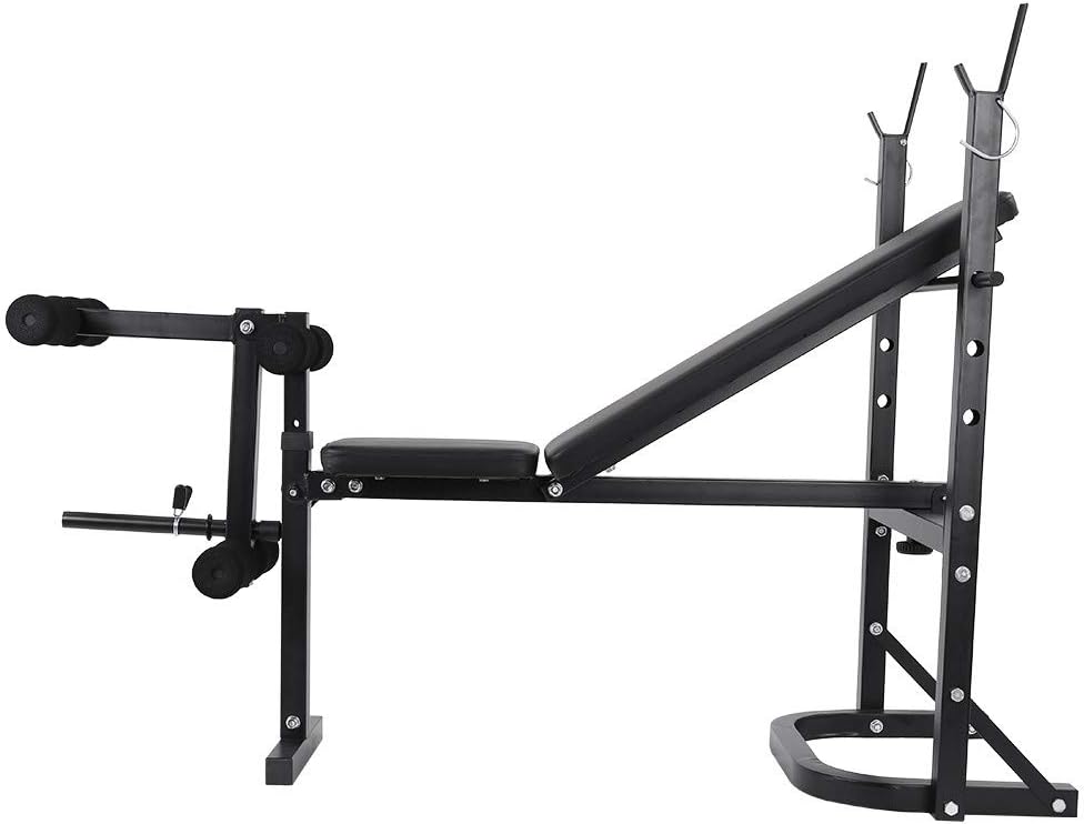Kenxen Adjustable Olympic Workout Bench with Squat Rack, Leg Extension, Preacher Curl, and Weight Storage, Standard Weight Training Benches Barbell Lifting Press Gym Equipment Exercise, 440LBS200kg : Sports & Outdoors